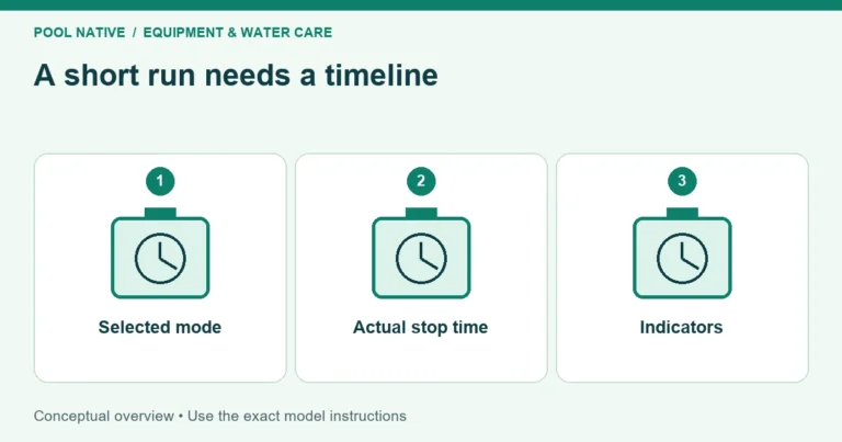 A short run needs a timeline. Selected mode; Actual stop time; Indicators. Conceptual overview.