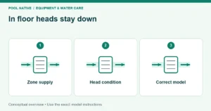 In floor heads stay down. Zone supply; Head condition; Correct model. Conceptual overview.