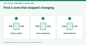 Find a zone that stopped changing. Pause control; Valve sequence; Zone behavior. Conceptual overview.