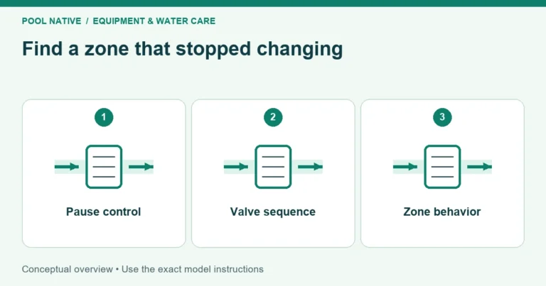 Find a zone that stopped changing. Pause control; Valve sequence; Zone behavior. Conceptual overview.