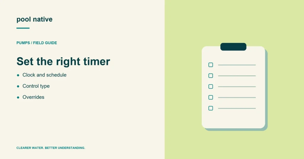 Set the right timer. Clock and schedule; Control type; Overrides.