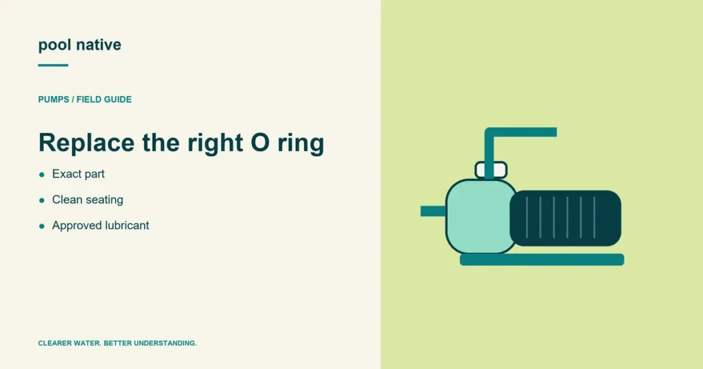 Replace the right O ring. Exact part; Clean seating; Approved lubricant.