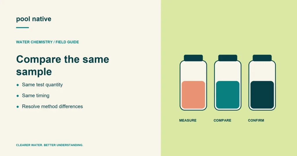Compare the same sample. Same test quantity; Same timing; Resolve method differences.