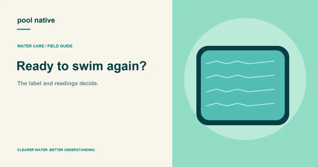 Ready to swim again?. The label and readings decide.